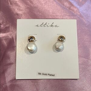 Ettika Gold Plated Pearl Stud Earrings